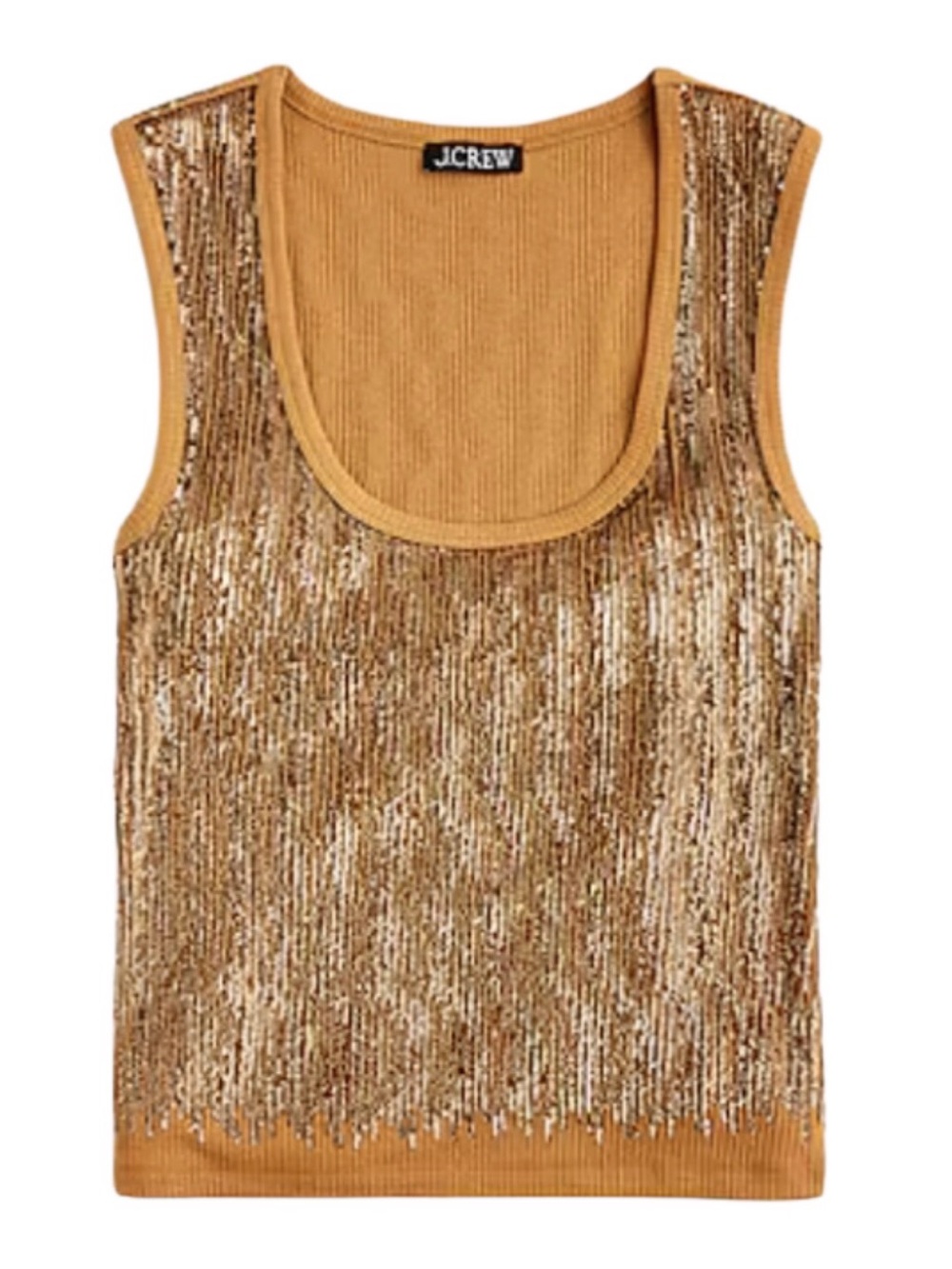 NWT J. Crew Vintage Rib brown chestnut Scoop Neck Sequined Tank Top M
